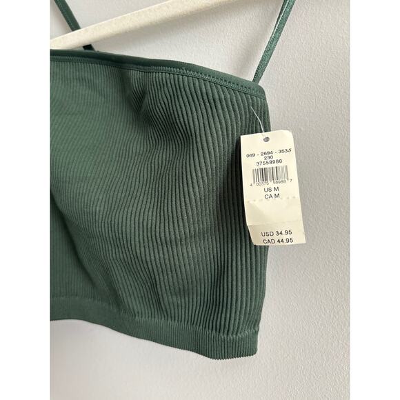 NWT Aerie One Shoulder Ribbed Crop Top Green Size   Medium - Picture 2 of 5